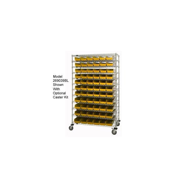 Global Industrial Chrome Wire Shelving with 91 4inH Plastic Shelf Bins Yellow, 48x24x74 269038YL - main